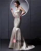 Beautiful Floor-Length Sweetheart Satin Beading Mermaid Wedding Dress