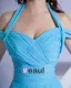 Satin Ruffle V Neck Halter Floor Length Bridesmaid Dress Gown