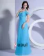 Satin Ruffle V Neck Halter Floor Length Bridesmaid Dress Gown
