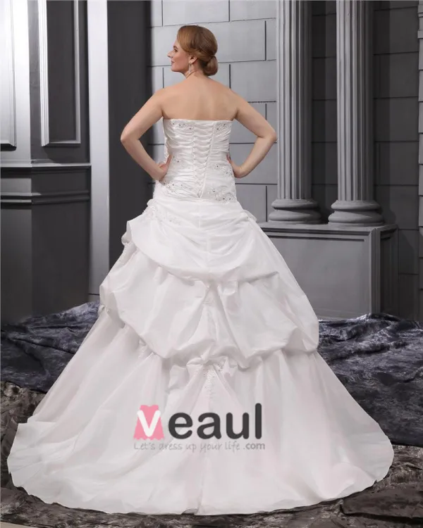 A-ligne Bretelles En Satin De Balayage Plus La Robe De Mariage De Taille