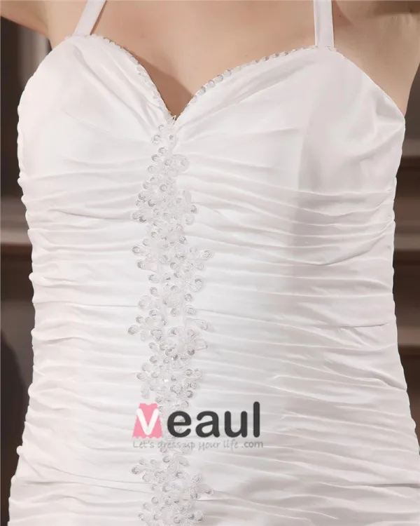 Satin Garn Ruffle Queen Anne Gericht Brautkleider Große Größen Brautkleider