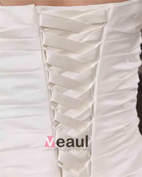 Satin Garn Ruffle Queen Anne Gericht Brautkleider Große Größen Brautkleider