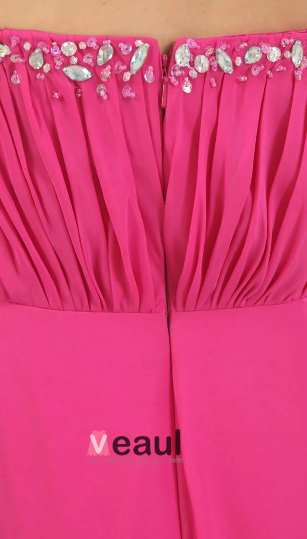 Chiffon Silke Som Satin Silke Beading Kjaereste Ermelos Glidelas Gulv Lengde Plissert Fest Cocktailkjoler