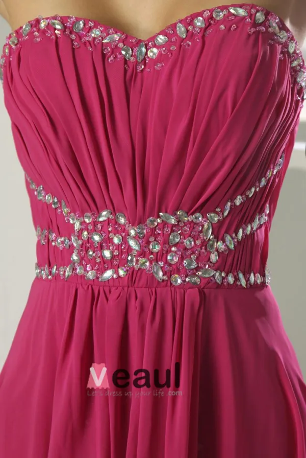 Chiffon Silke Som Satin Silke Beading Kjaereste Ermelos Glidelas Gulv Lengde Plissert Fest Cocktailkjoler