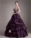Taffeta Applikere Beading Kjaereste Krusning Gulv Lengde Ballkjoler