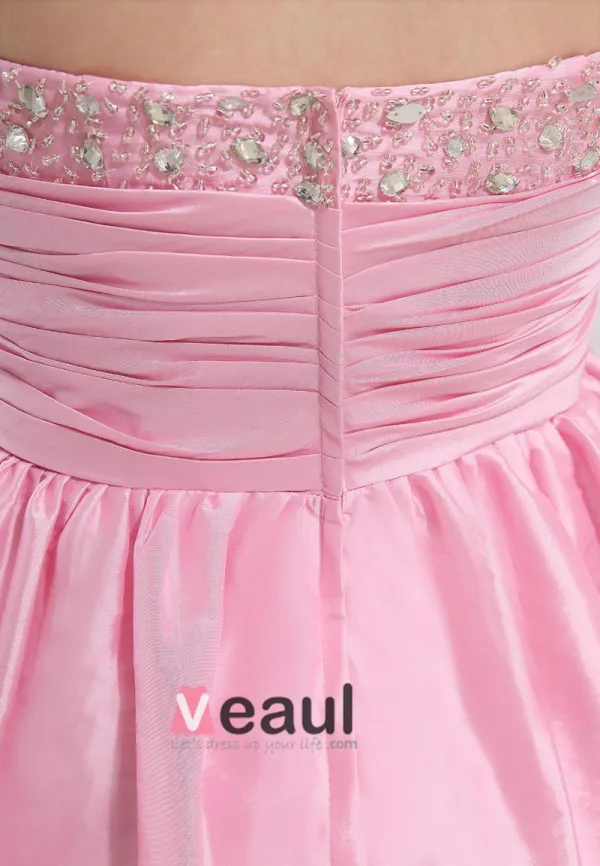 Chiffon Silke Beading Kjaereste Ermelos Rygglose Glidelas Knelange Plissert Cocktail Kjoler Festkjoler