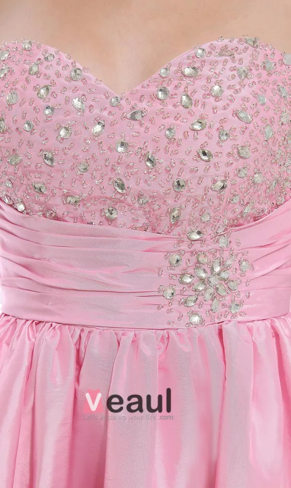 Chiffon Silke Beading Kjaereste Ermelos Rygglose Glidelas Knelange Plissert Cocktail Kjoler Festkjoler