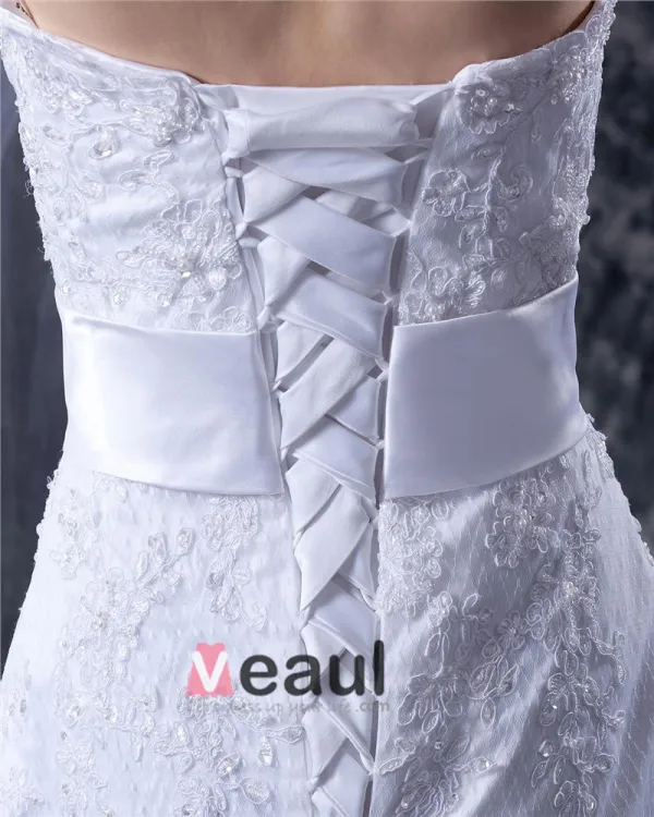 Tulle Strapless Chaoel Beading Applique Sheath Bridal Gown Wedding Dress