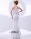 Feather Lace Halter Feather Brush Train Mermaid Wedding Dresses