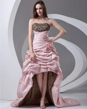 Taffeta Krusning Blomst Gulv Lengde Leopard Ballkjoler