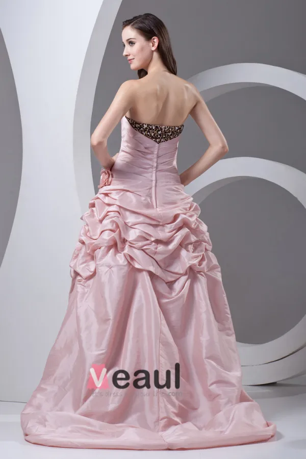 Taffeta Ruffle Flower Floor Length Leopard Prom Dress