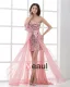 Strapless Asymmetrical Length Paillette Bowknot Chiffon High Low Prom Cocktail Dress