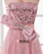Strapless Asymmetrical Length Paillette Bowknot Chiffon High Low Prom Cocktail Dress