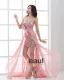 Strapless Asymmetrical Length Paillette Bowknot Chiffon High Low Prom Cocktail Dress
