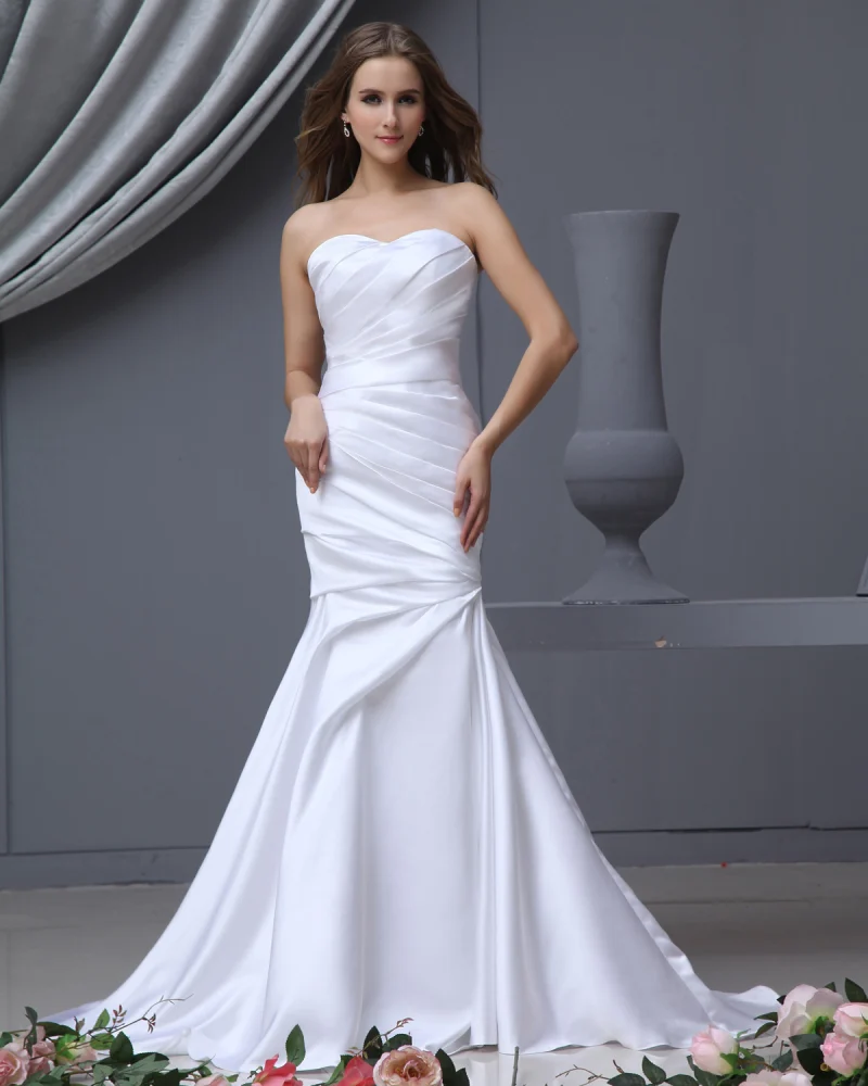 Stilig Charmeuse Kjaereste Skjede Brudekjoler Bryllupskjoler