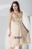 Stilvollen Chiffon- Seide Seide Wie Satin Spitze V Kragen Reißverschluss Am Rücken Pailletten Knielänge Sleeveless Gefaltetes Cocktailkleid