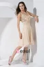 Stilvollen Chiffon- Seide Seide Wie Satin Spitze V Kragen Reißverschluss Am Rücken Pailletten Knielänge Sleeveless Gefaltetes Cocktailkleid