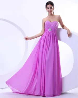Chiffon Perle Kjaereste Gulv Lengde Aftenkjoler Selskapskjoler