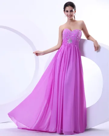Sweetheart Rez De Robes De Soirée De Longueur De Perles En Mousseline De Soie