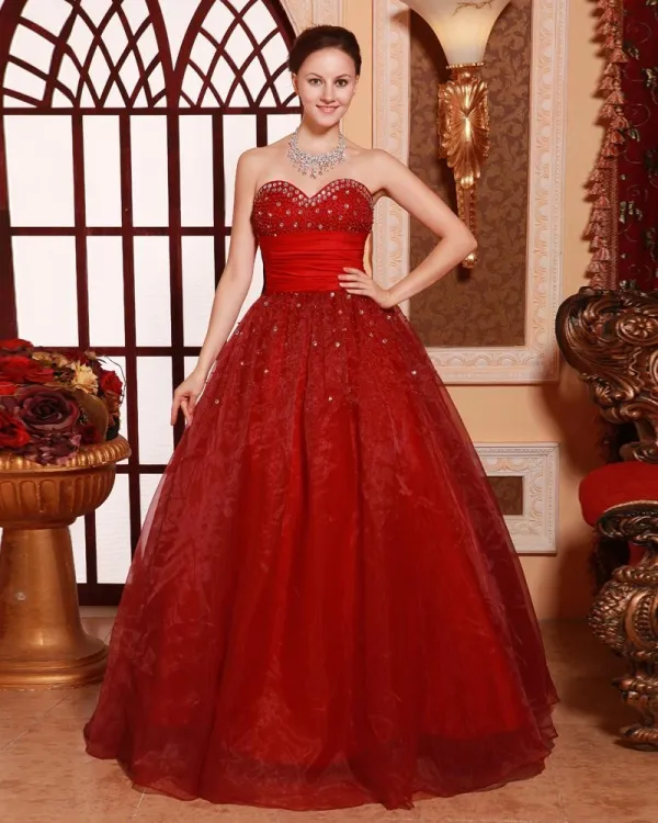 Ball Gown Princess Sweetheart Neck Floor Length Beading Ruffle Quinceanera Prom Dresses