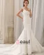 Etage De Train De Chapelle De Satin D'amoureux Dentelle Elegante Robe De Mariée Sirène