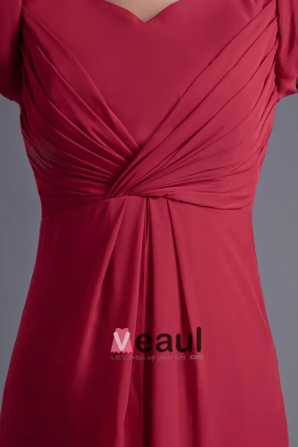 Fashion Chiffon Pleated V Neck Petal Floor Length Bridesmaid Dress