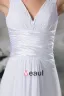 V Neck Pleated Applique Floor Length Chiffon Empire Wedding Dress