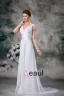 V Neck Pleated Applique Floor Length Chiffon Empire Wedding Dress