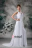 V Neck Pleated Applique Floor Length Chiffon Empire Wedding Dress