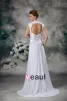 V Neck Pleated Applique Floor Length Chiffon Empire Wedding Dress