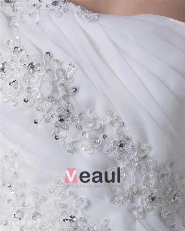 Beading Ruffles One Shoulder Floor Length Yarn Mermaid Wedding Dress