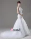 Beading Ruffles One Shoulder Floor Length Yarn Mermaid Wedding Dress