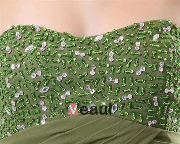 Chiffon Applikasjon Krusning Beaded Kjaereste Gulv Lengde Aftenkjoler Selskapskjoler