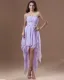 Chiffon Rüschen Trägerlosen Plissiert Asymmetrischen Länge Hochcocktailkleid Niedrigen Frauen