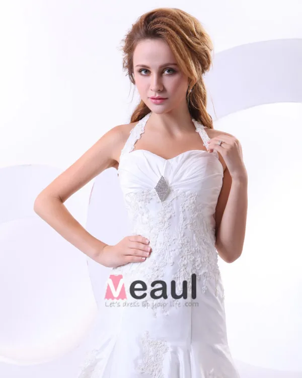 Beautiful Taffeta Beading Applique Sweetheart Cathedral Train Mermaid Wedding Dress