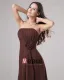 Robe De Demoiselle D'honneur De Mousseline De Soie Empire Bretelles Parole Longueur Femmes