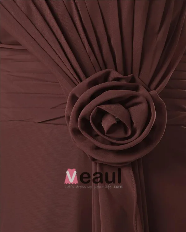 Robe De Demoiselle D'honneur De Mousseline De Soie Empire Bretelles Parole Longueur Femmes