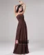 Robe De Demoiselle D'honneur De Mousseline De Soie Empire Bretelles Parole Longueur Femmes