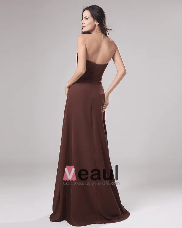 Robe De Demoiselle D'honneur De Mousseline De Soie Empire Bretelles Parole Longueur Femmes