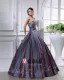 Ball Gown Strapless Beaded Embroidery Satin Cheap Prom Dresses