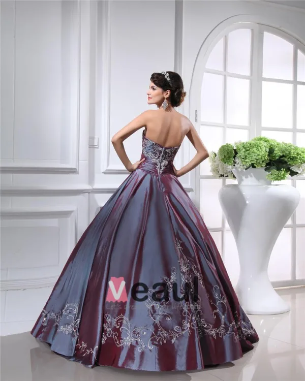 Ball Gown Strapless Beaded Embroidery Satin Cheap Prom Dresses