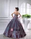 Ball Gown Strapless Beaded Embroidery Satin Cheap Prom Dresses