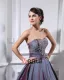 Ball Gown Strapless Beaded Embroidery Satin Cheap Prom Dresses