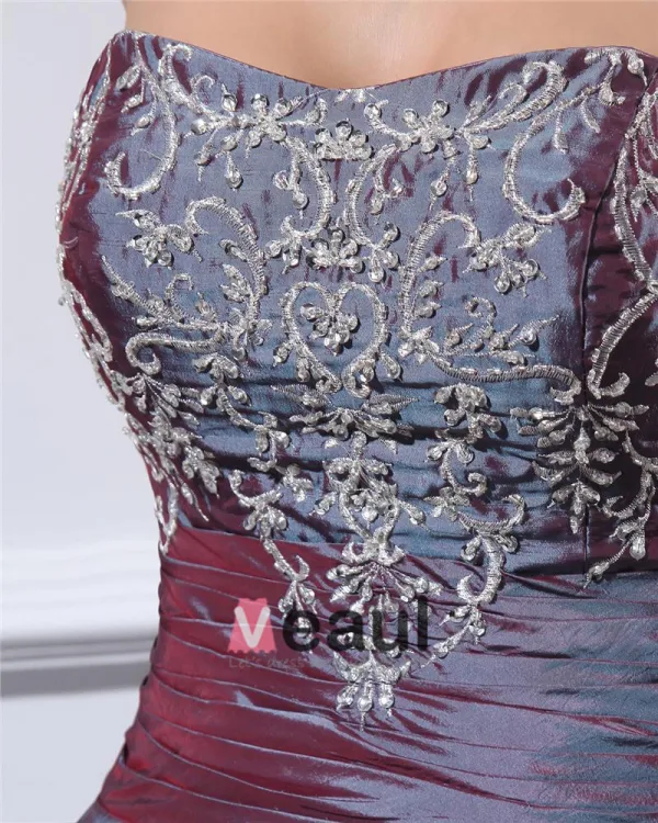 Ball Gown Strapless Beaded Embroidery Satin Cheap Prom Dresses