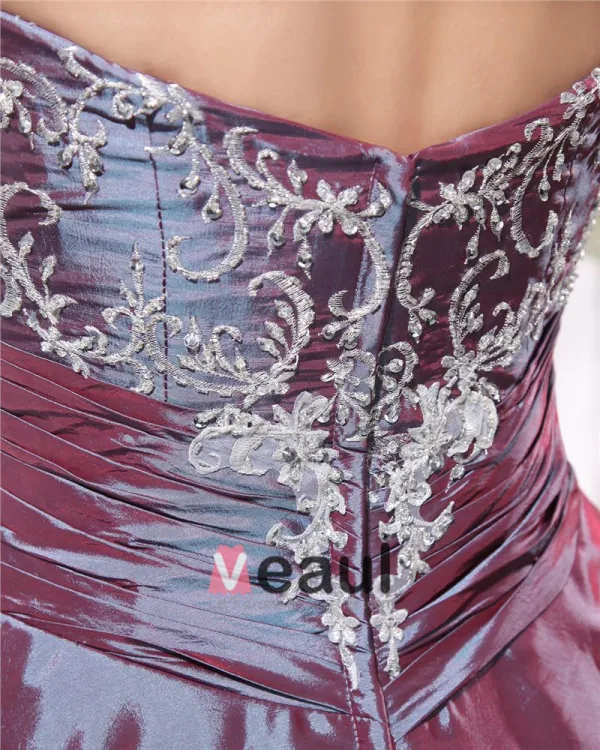 Ball Gown Strapless Beaded Embroidery Satin Cheap Prom Dresses