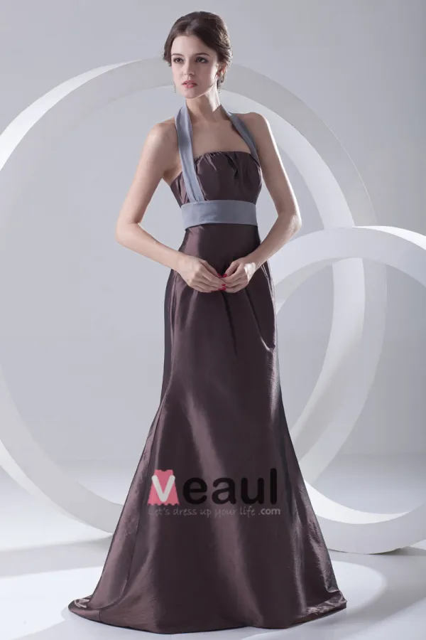 Satin Plisse Halter Robe De Demoiselle D'honneur De Longueur Manches De La Mode