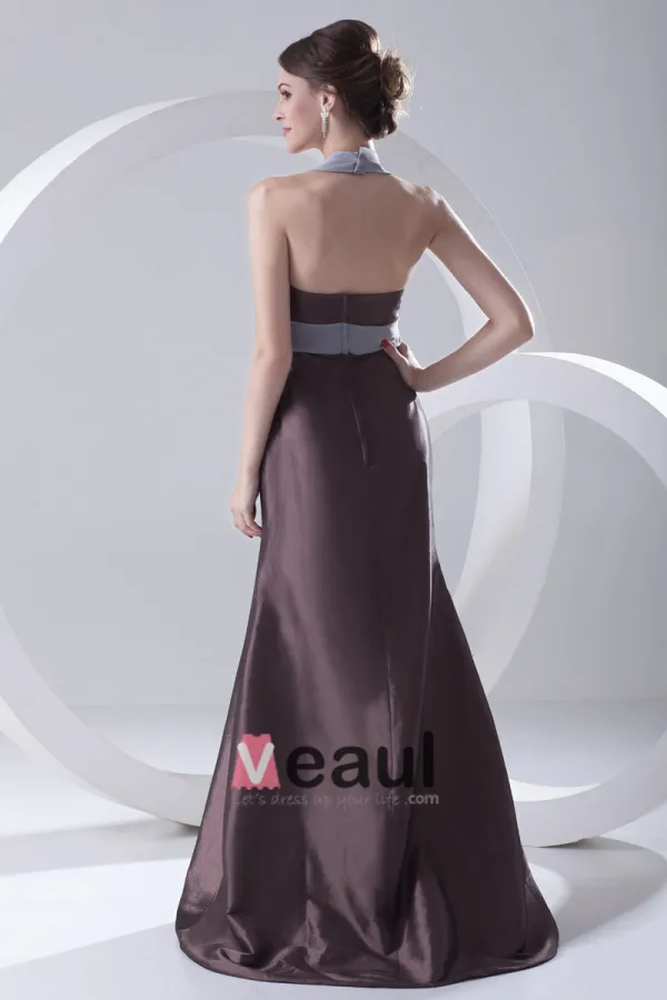 Satin Plisse Halter Robe De Demoiselle D'honneur De Longueur Manches De La Mode