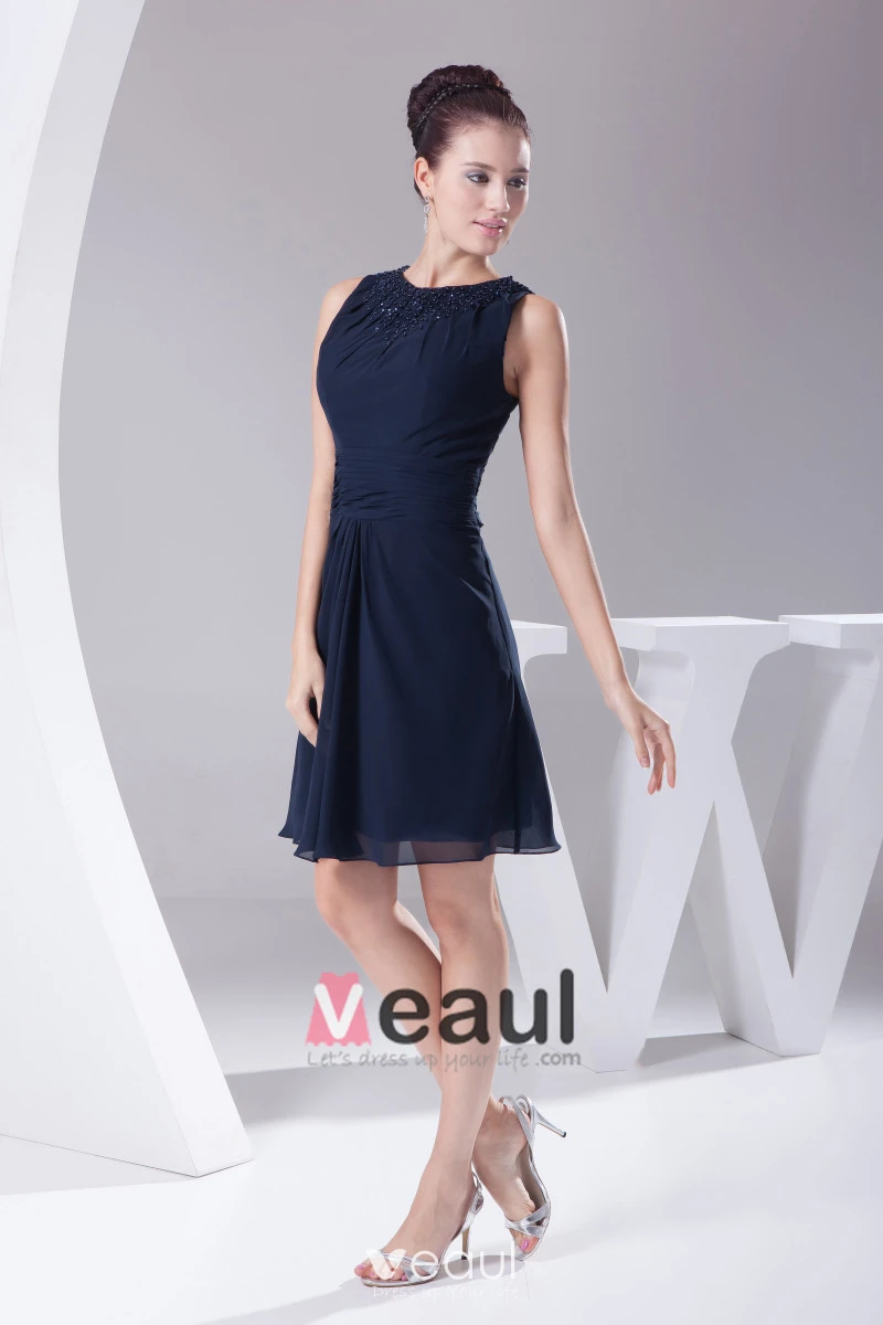 blue dress for baby girl A Line V Neck Short Navy Blue Prom Dresses, Short Dark Navy Blue Forma –  morievent main image 0