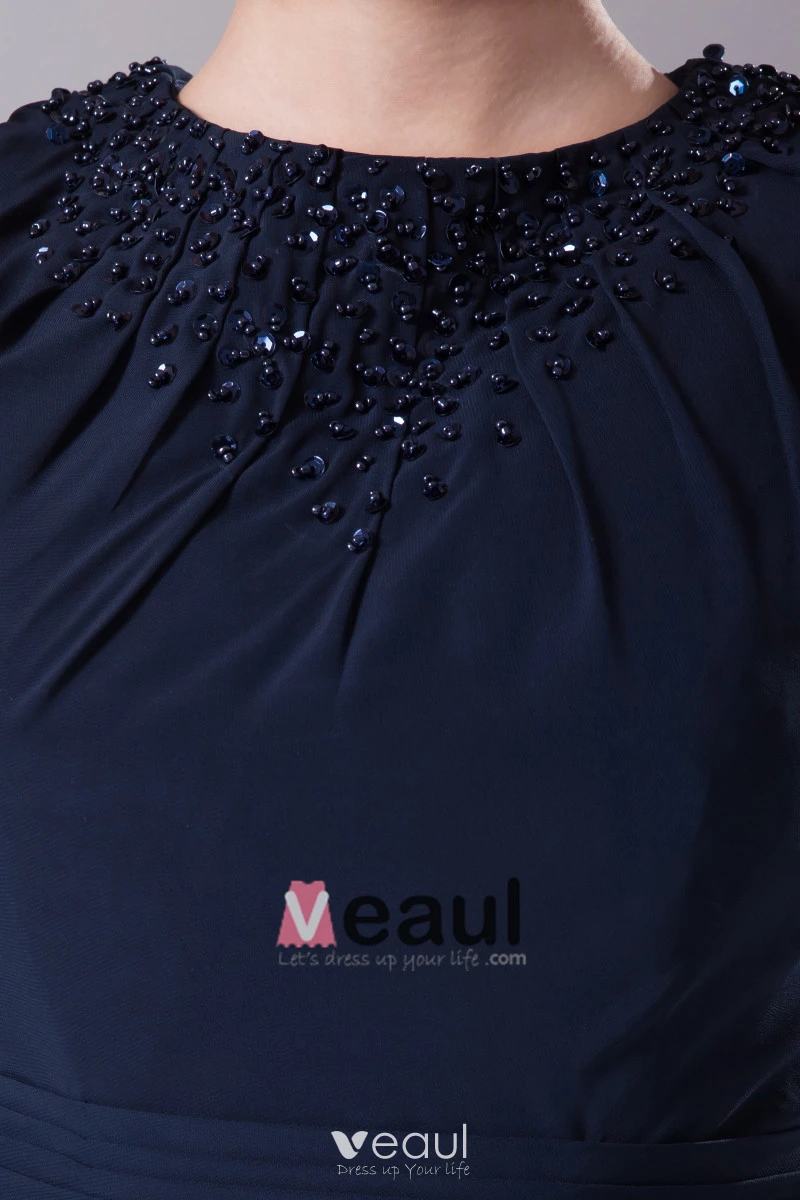 Chiffon Imitated Silk Fabric Neckline Seam Bead Knee Length Bridesmaid Dresses
