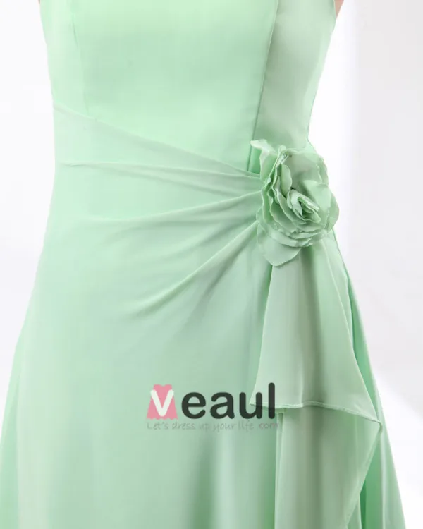 Flowers Chiffon Strapless Knee Length Bridesmaid Dresses